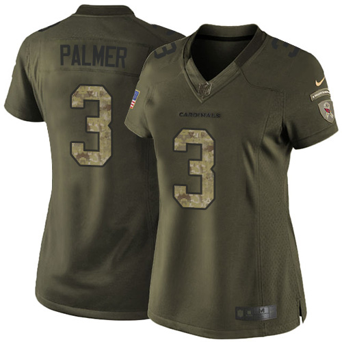 Women's Elite Carson Palmer Nike Jersey Green - #3 Salute to Service NFL Arizona Cardinals